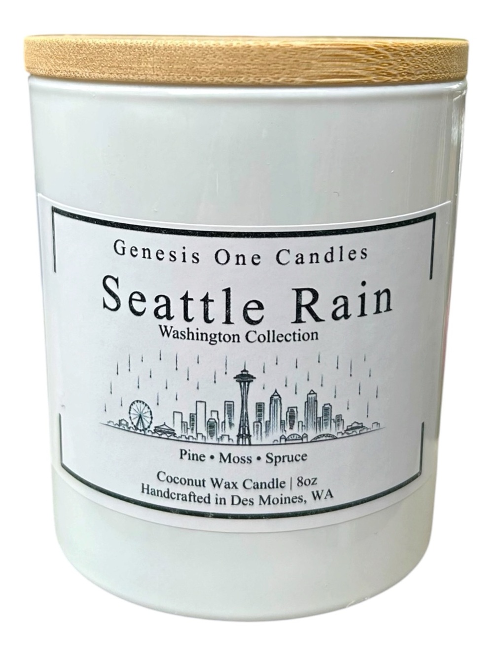 Seattle Rain Coconut Wax Candle - White